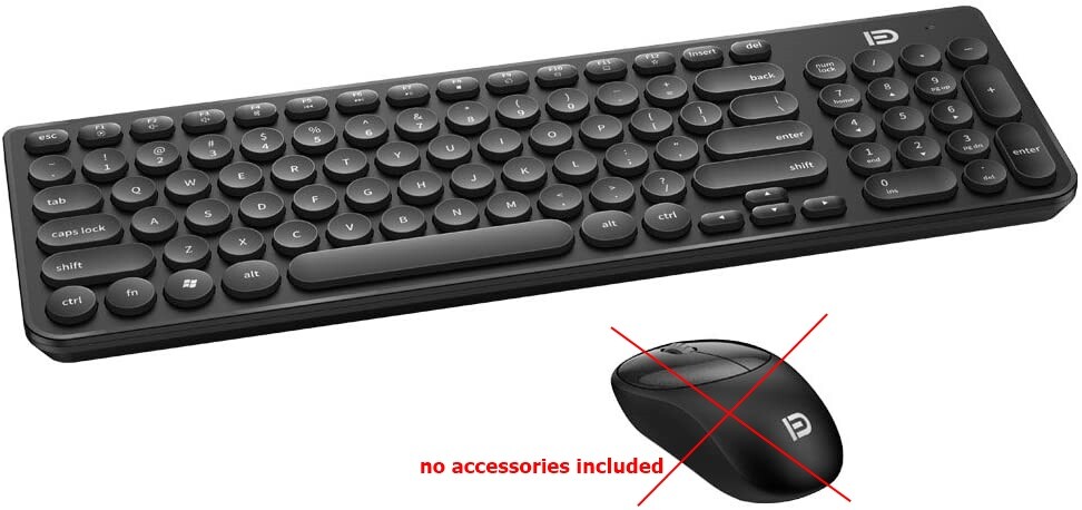 Wireless Keyboard FD iK6630 2.4GHz Cordless Cute Round Key Smart Power, Black