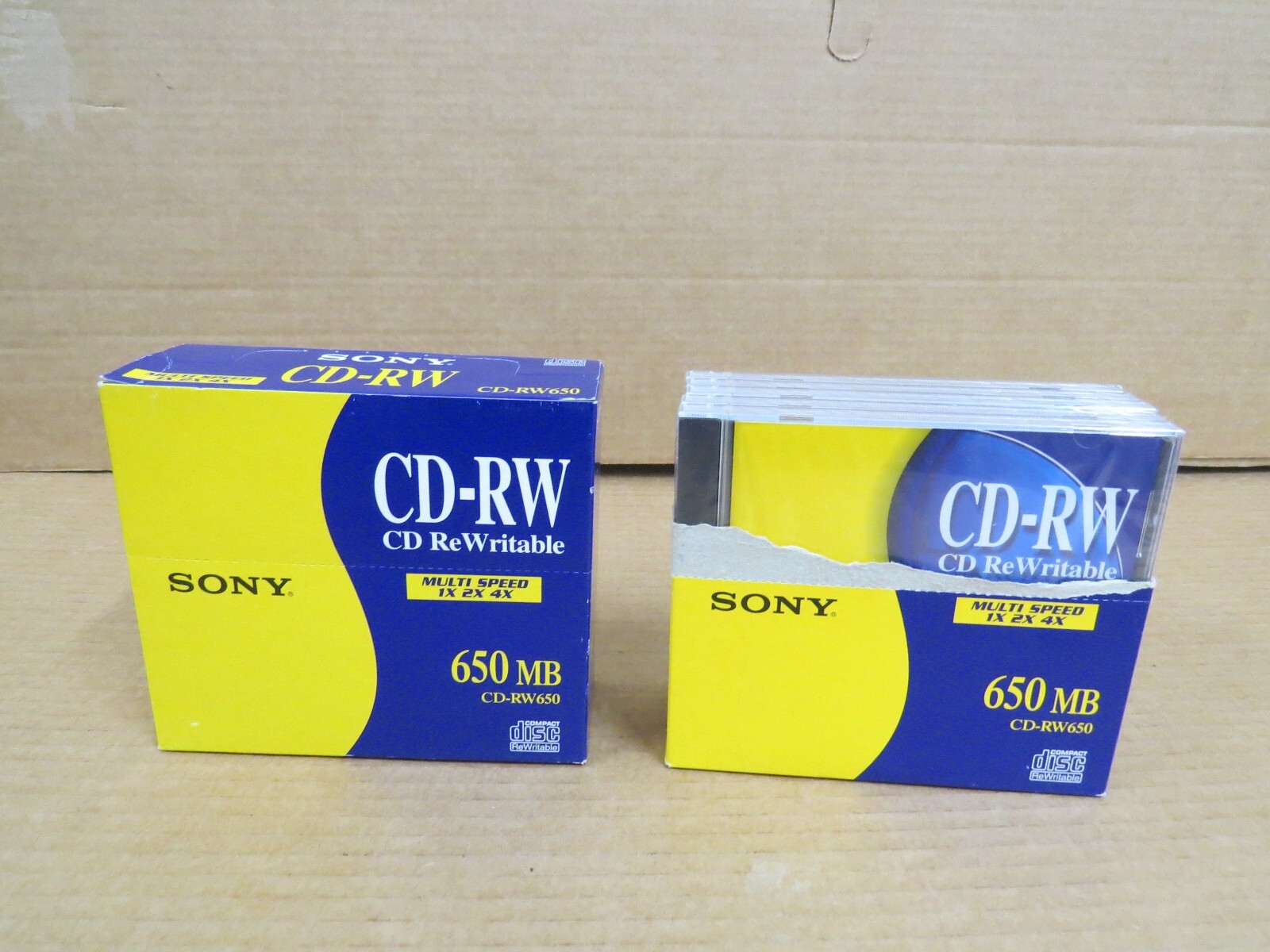2 NEW & Open Box Sony CD-RW 1x 2x 4x  650 MB 74 Min 5 Pack Rewritable