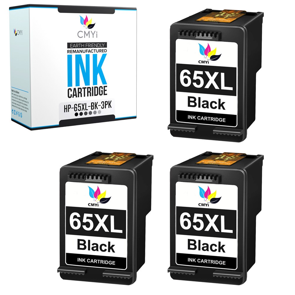 3PK CMYi Compatible 65XL Black Ink Cartridge for HP DeskJet 2632 2633 2634 2635