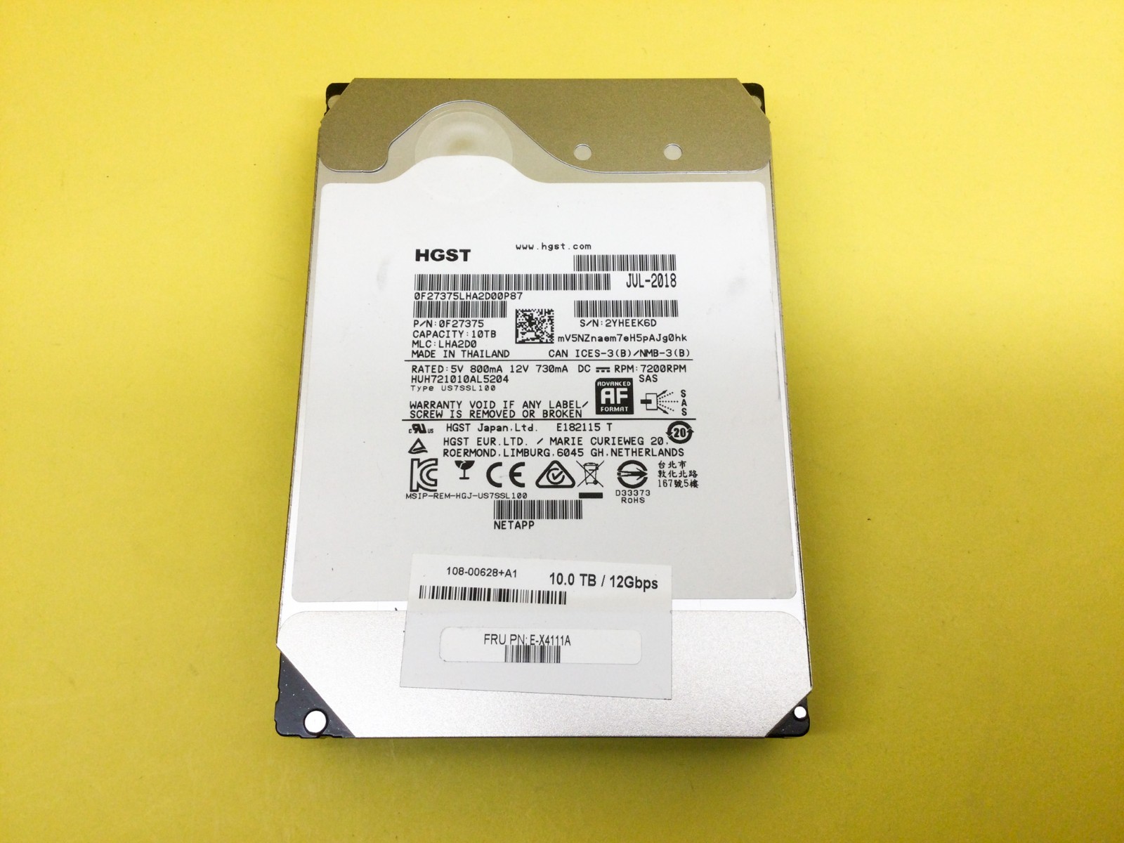E-X4111A NETAPP WD HGST DC HC510 10TB 7.2K SAS 12Gbps 3.5in HDD HUH721010AL5204
