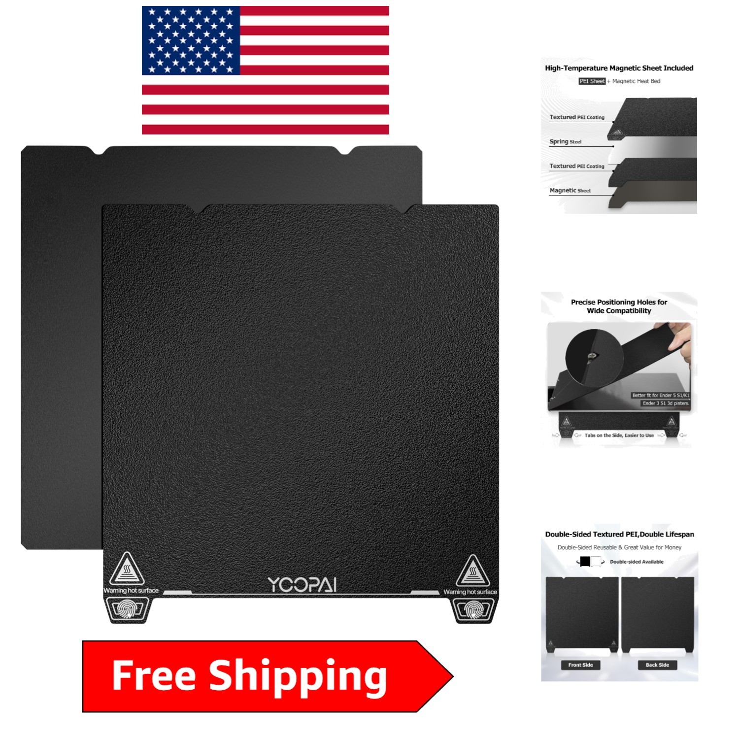 Double-Sided PEI Magnetic Build Plate Kit for Creality Printers, 235x235mm