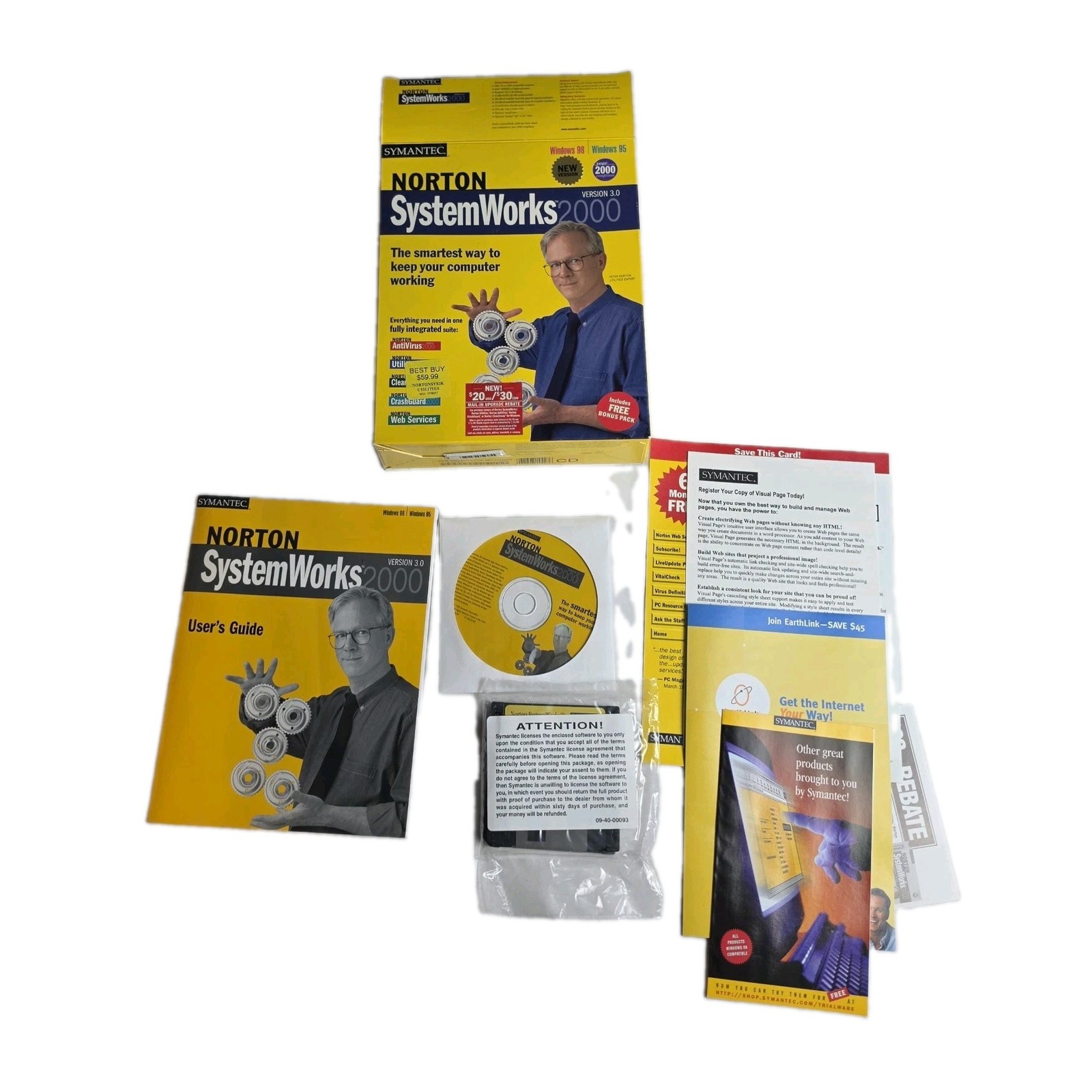 Symantec Norton SystemWorks 2000 Version 3.0 PC Software Big Box Windows 95 98