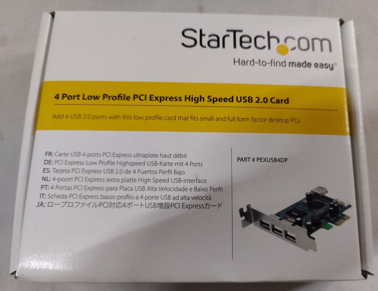 StarTech PEXUSB4DP 4 Port LP PCI Express High Speed USB 2.0 Card