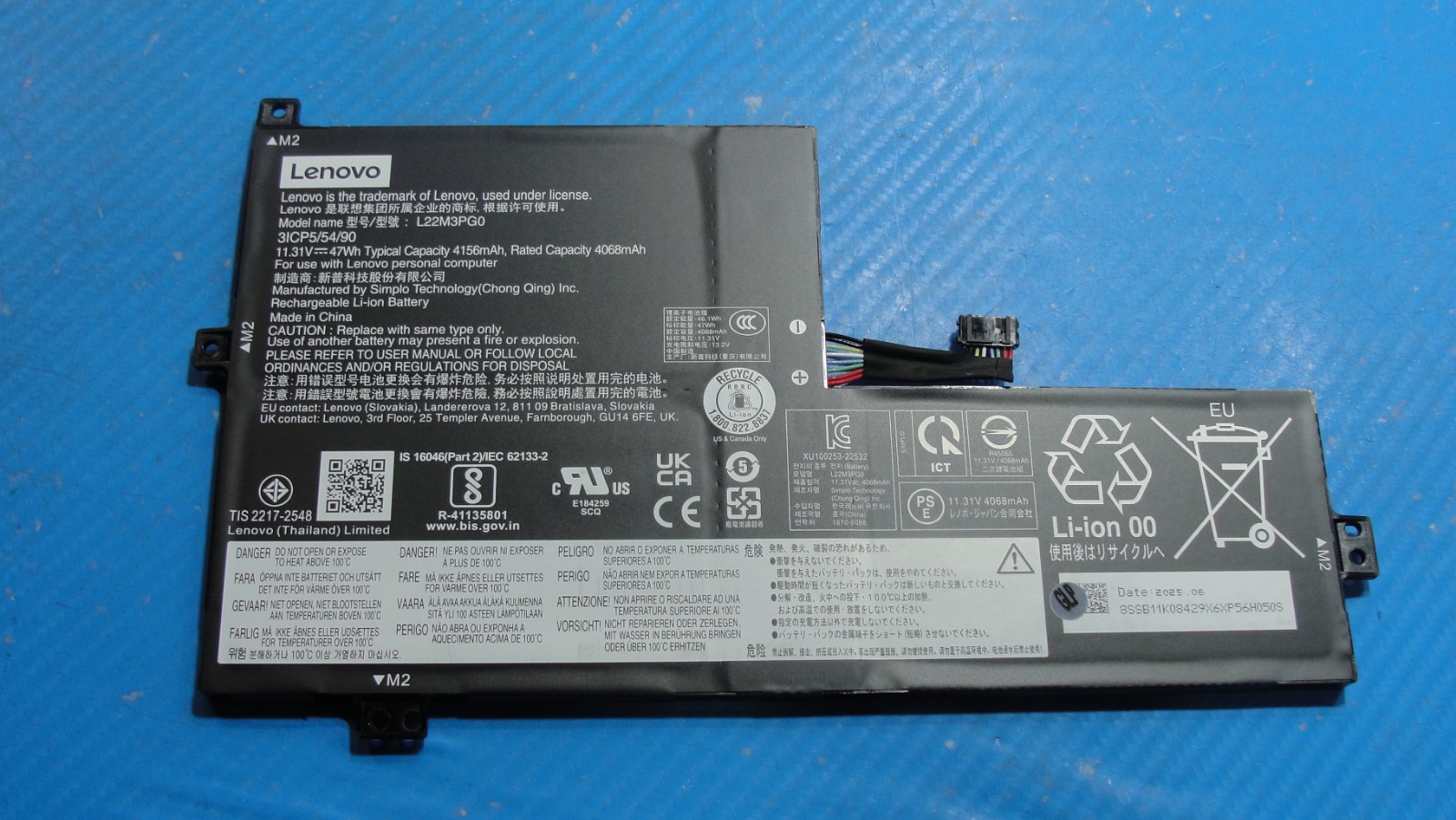 Lenovo IdeaPad 14” Slim 3 Chrome 14M868 Battery 47Wh 11.31V 4156mAh L22M3PG0