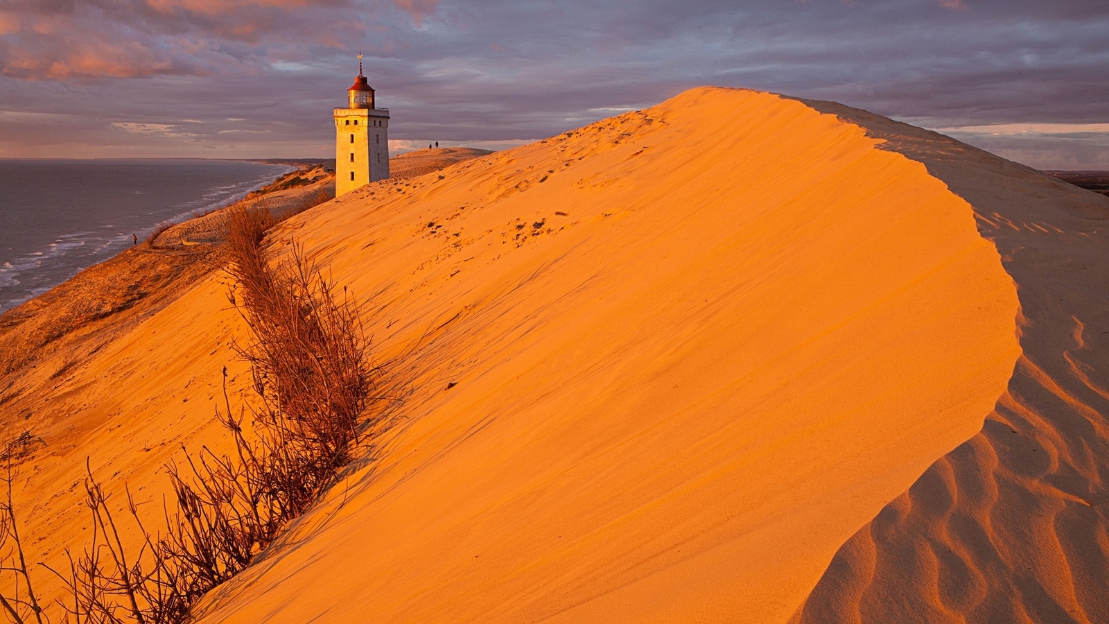 Landscape nature sand dunes lighthouse water sea clouds Custom Gaming Mat Desk