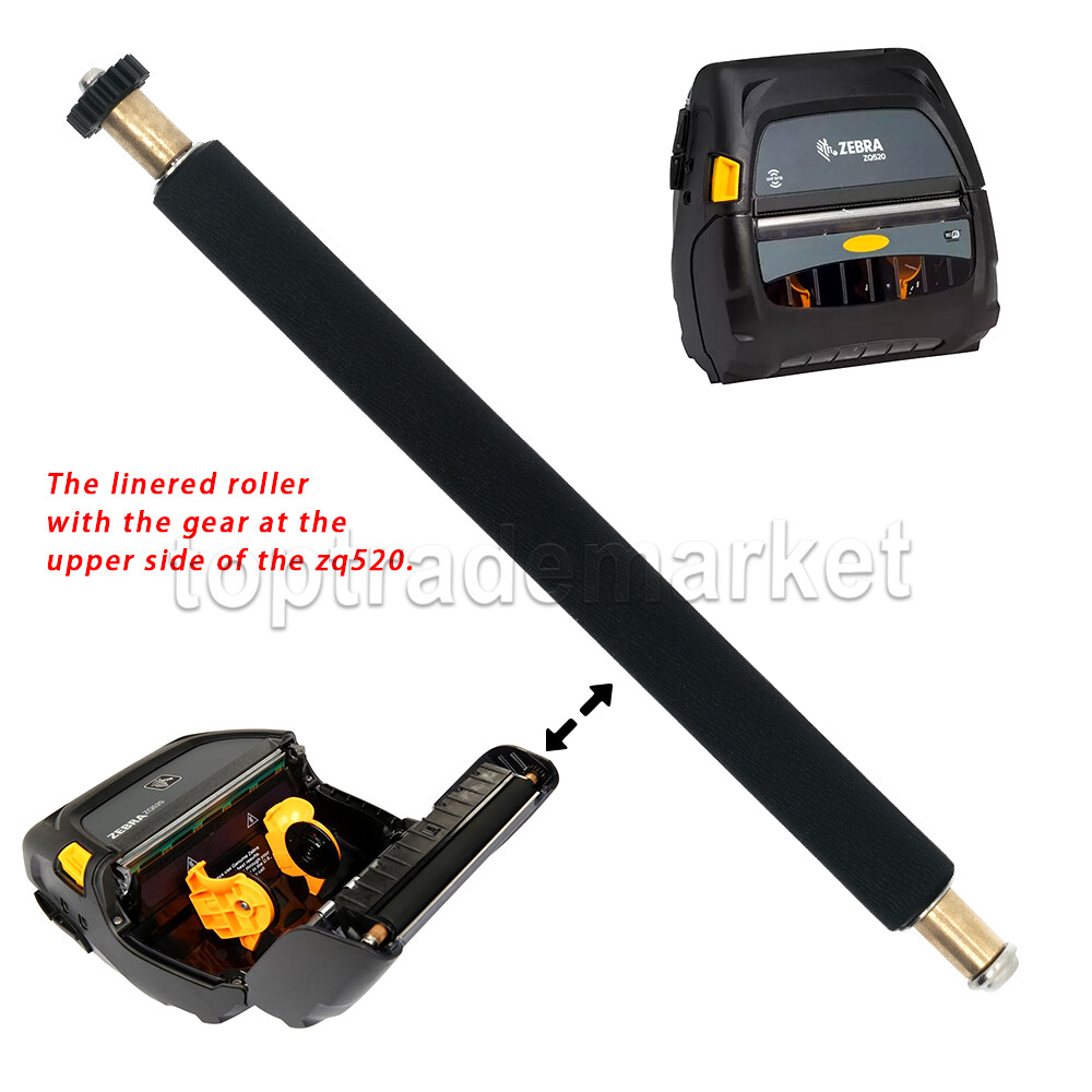 NEW Platen Roller with 1PC Gear Replacement for Zebra ZQ520 Thermal Printer