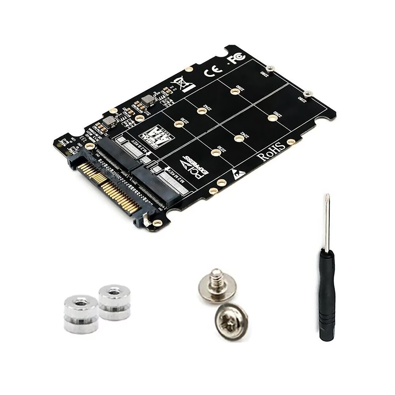 1pc M.2 NVME SSD Key M + NGFF SATA SSD Key B to U.2 SFF-8639 Adapter