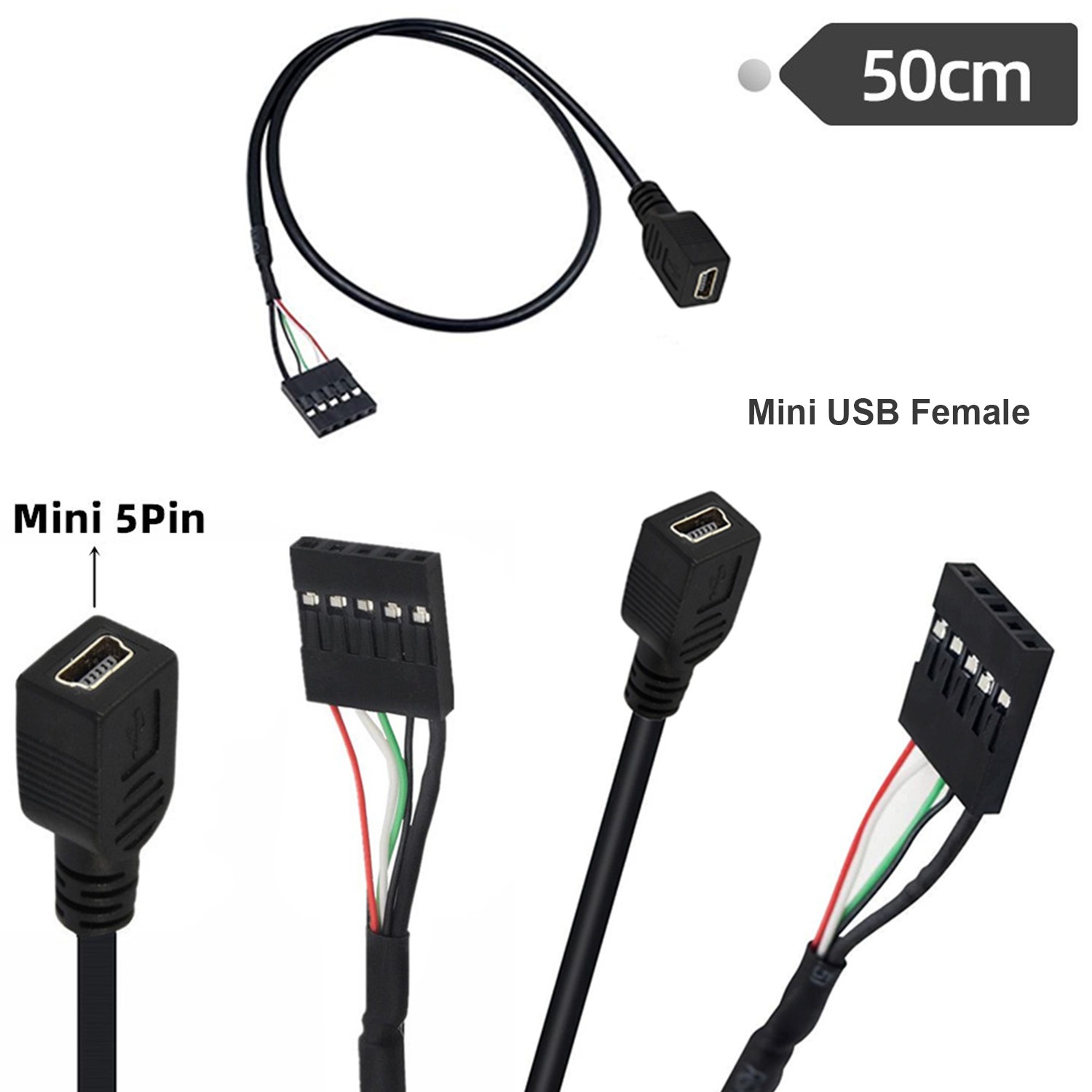 10x Mini USB 5 Pin Female to Dupont 5Pin Female Header Motherboard Adapter Cable
