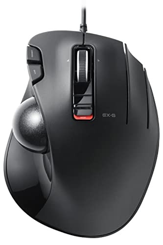 ELECOM USB Wired Trackball Mouse 6 Buttons Tilt Wheel Left/Right Scrolling Black