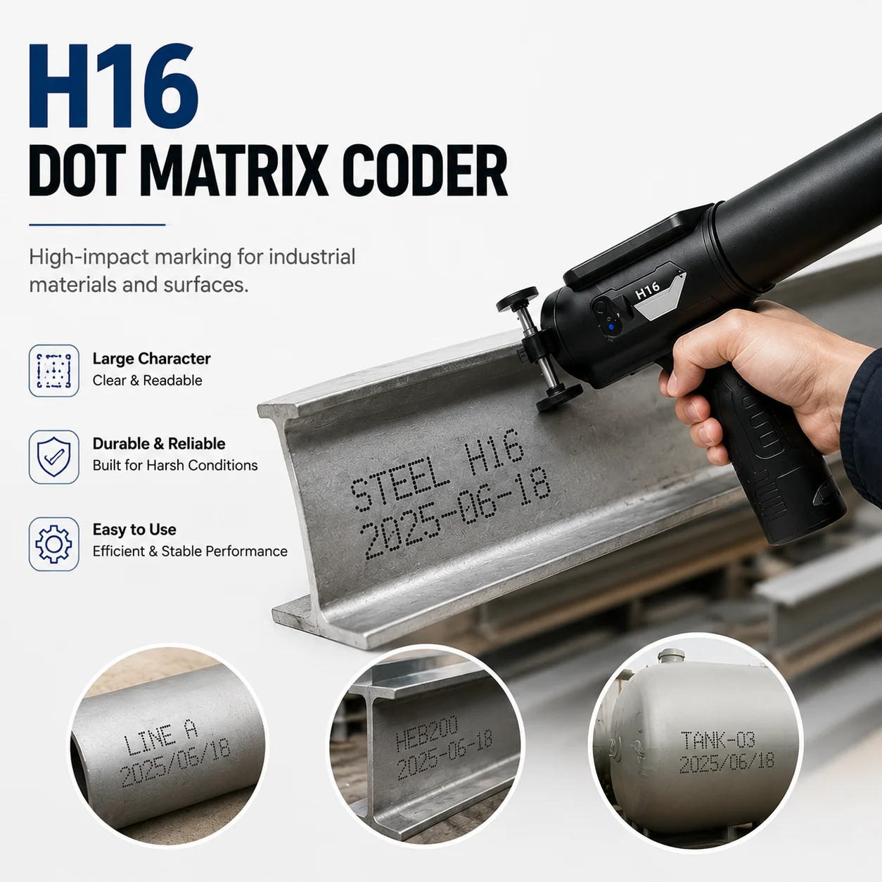 60mm Handheld Large Character Inkjet for Wood Metal Date