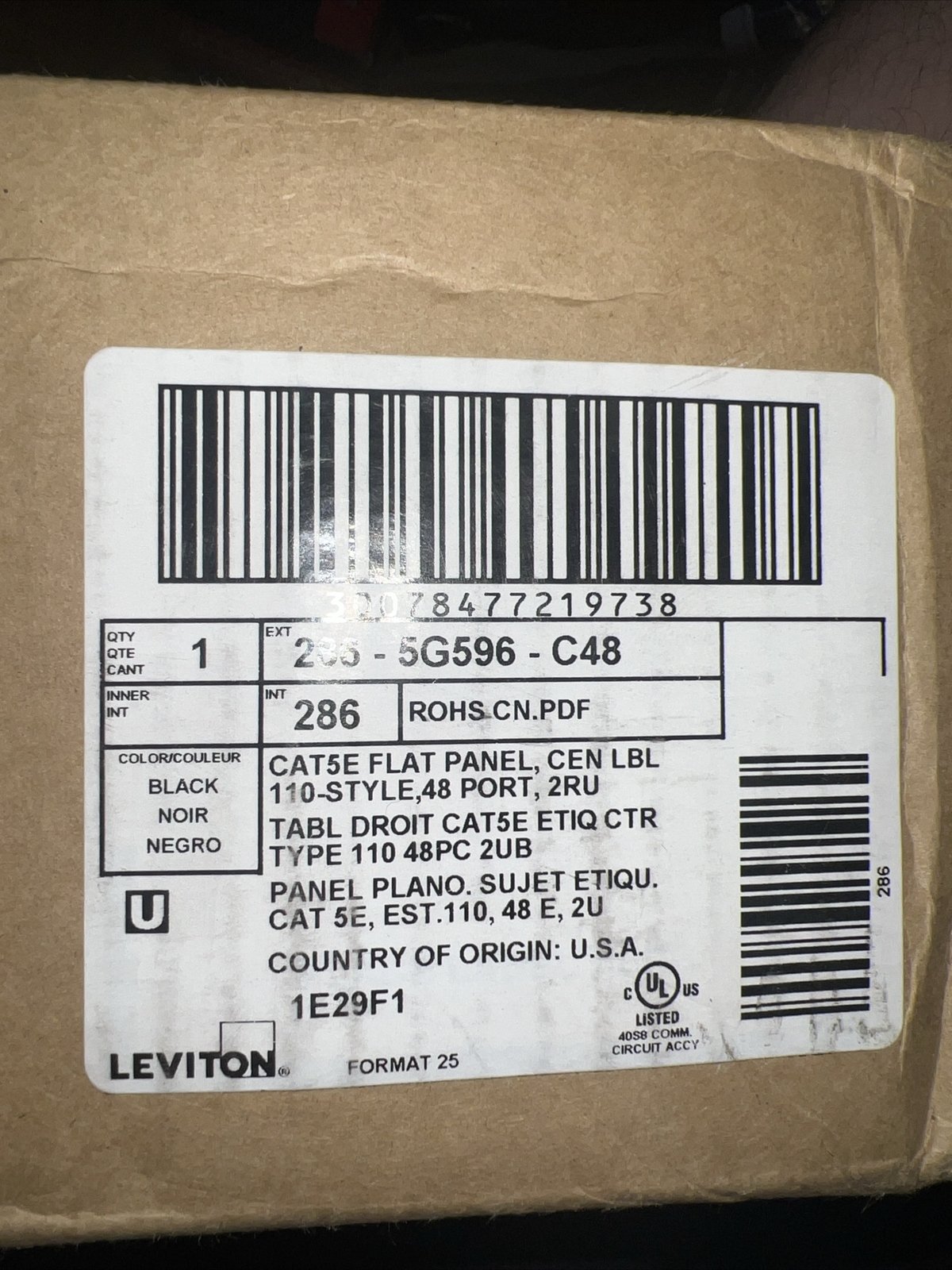 Leviton Universal Cat 5E Patch Panel CAT 5G596-C48