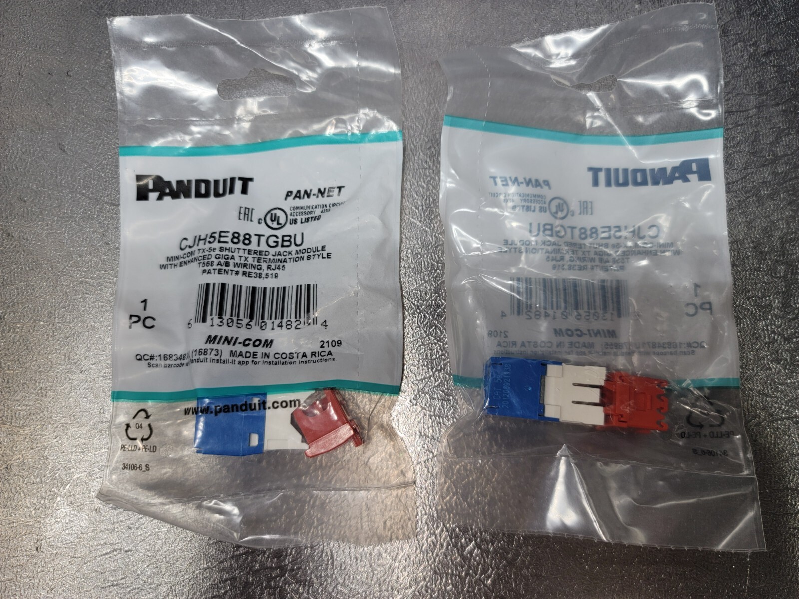 Lot of 50 - Panduit CJH5E88TGBU UTP Jack Module - Blue