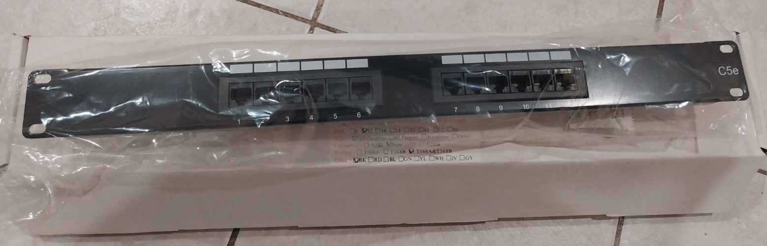 CNAweb 12 Port Vertical Cat5e 110 RJ45 Network Patch Panel 568A 568B w/Bracket