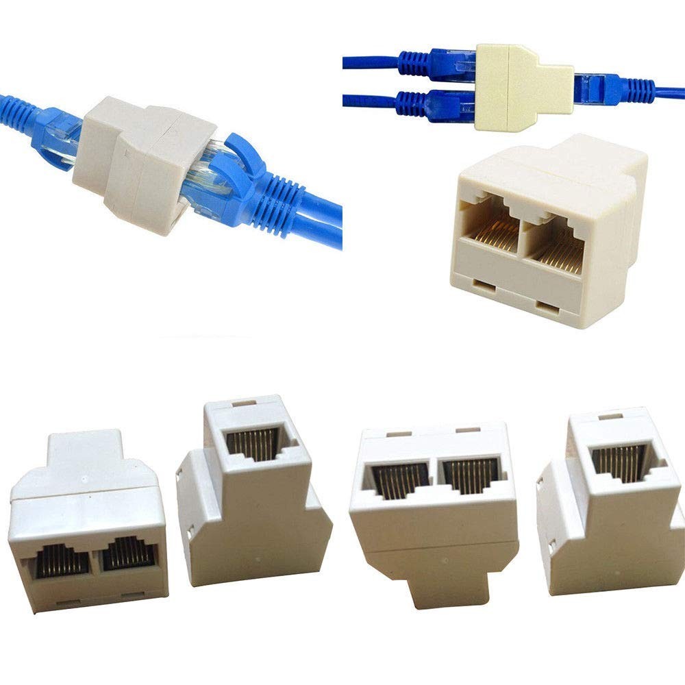 4 Pack RJ45 Splitter Connector Adapter 1 to 2 Female Port Plug 3 Way CAT