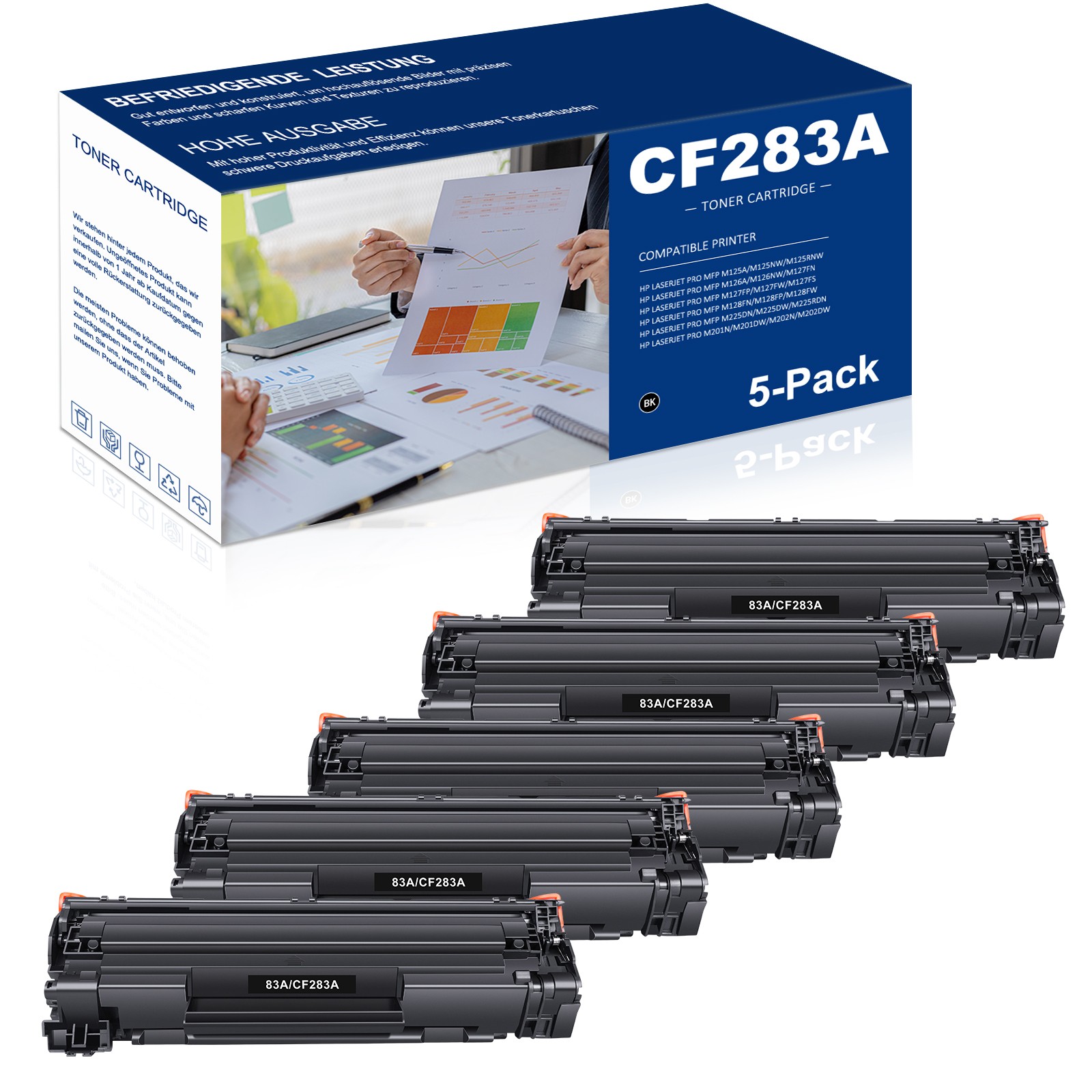 5x CF283A Toner Compatible withHP LaserJet Pro MFP M127fw M127fn M125nw M225dw