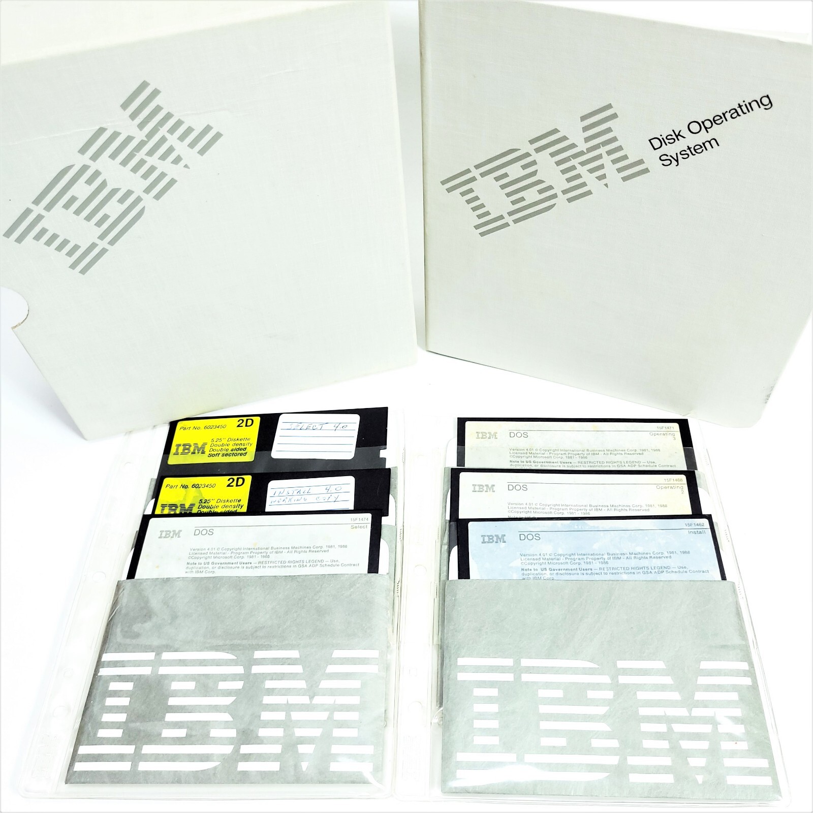 Vintage IBM Microsoft DOS Operating System 4.0 1ST Ed. w 5.25" Floppy Disks 1988