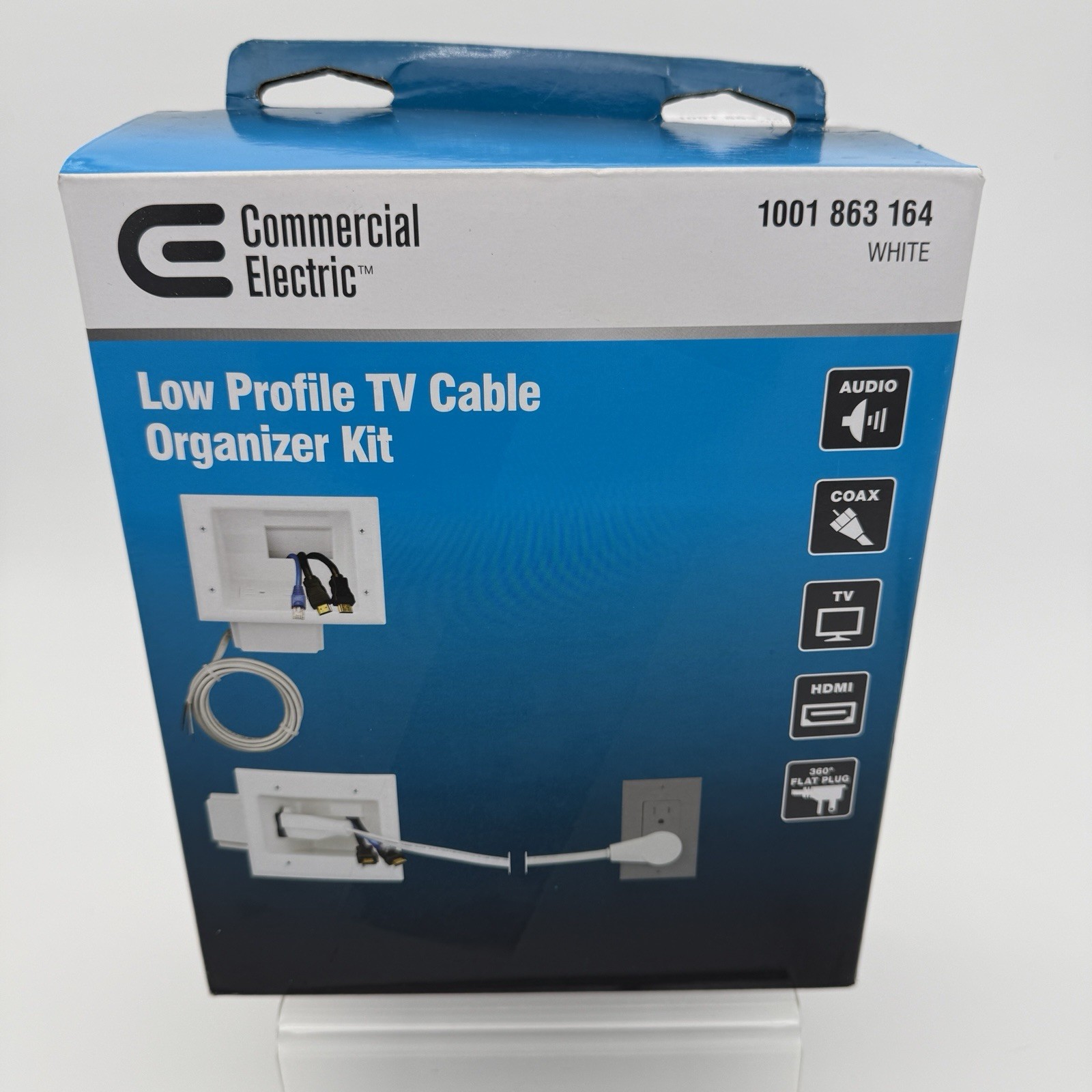 Commercial Electric Low Profile TV Cable Organizer Kit White 1001 863 164