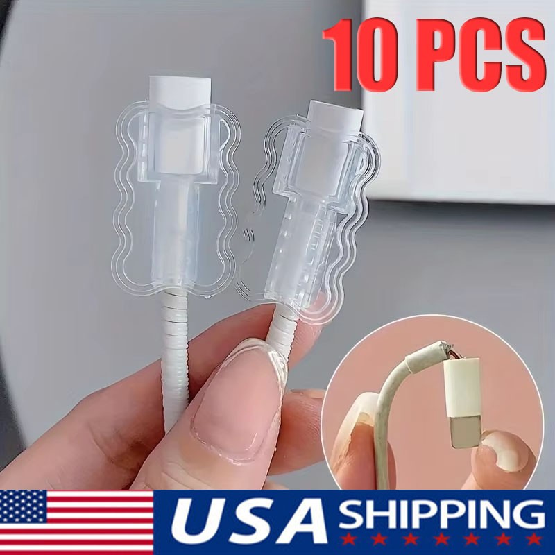 10x Transparent Data Cable Protector Cable Winder Anti-Breakage Cord Saver Wire