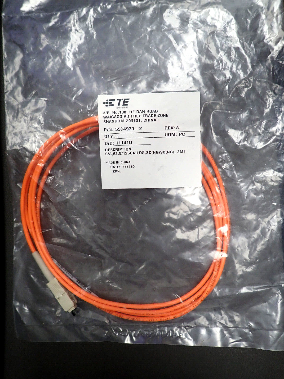 TYCO SC-SC MULTIMODE FIBER OPTIC CABLE 2 METER ROHS 5504970-4