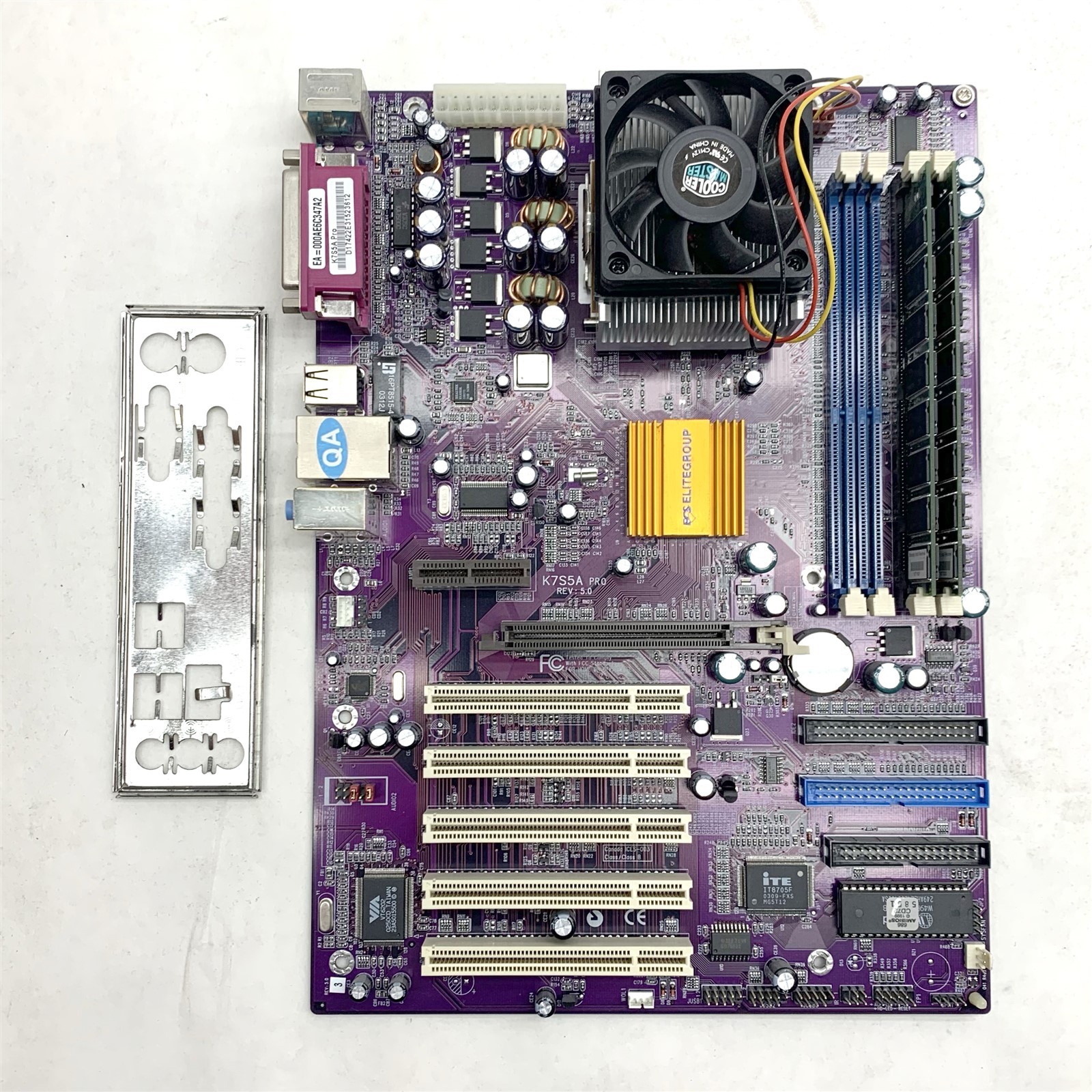 ECS Motherboad K7S5A Pro ATX Socket A 462 AMD K7 Athlon XP 1GB DDR w/IO Shield