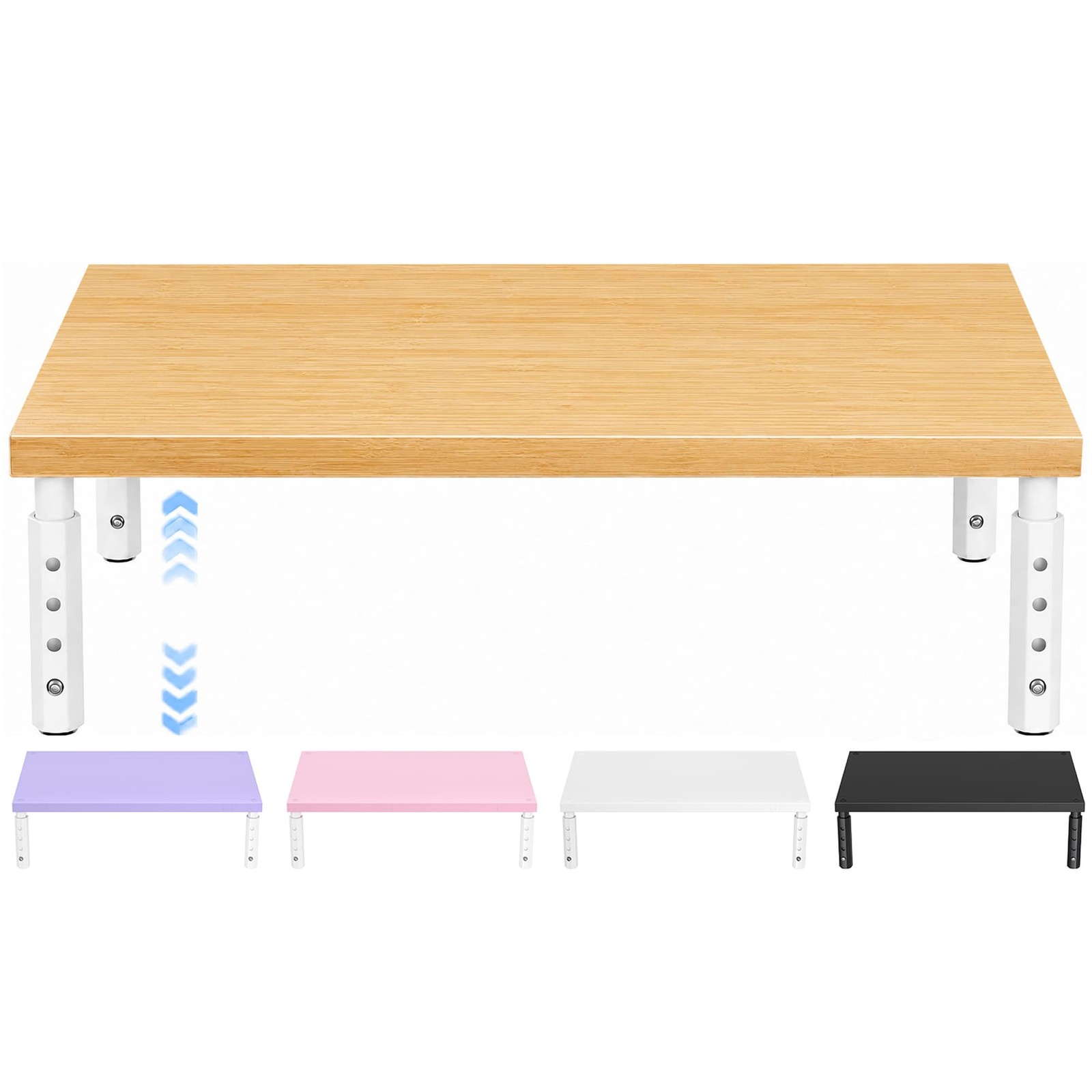 Adjustable Wood Computer Monitor Stand Riser, Office Desk Organizer and for M...