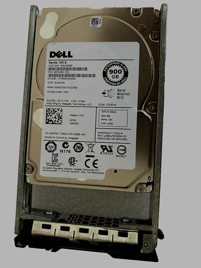 2RR9T Dell ST900MM0006 900GB 10K 2.5 SAS 6Gbps Hard Drive W/TRAY 02RR9T