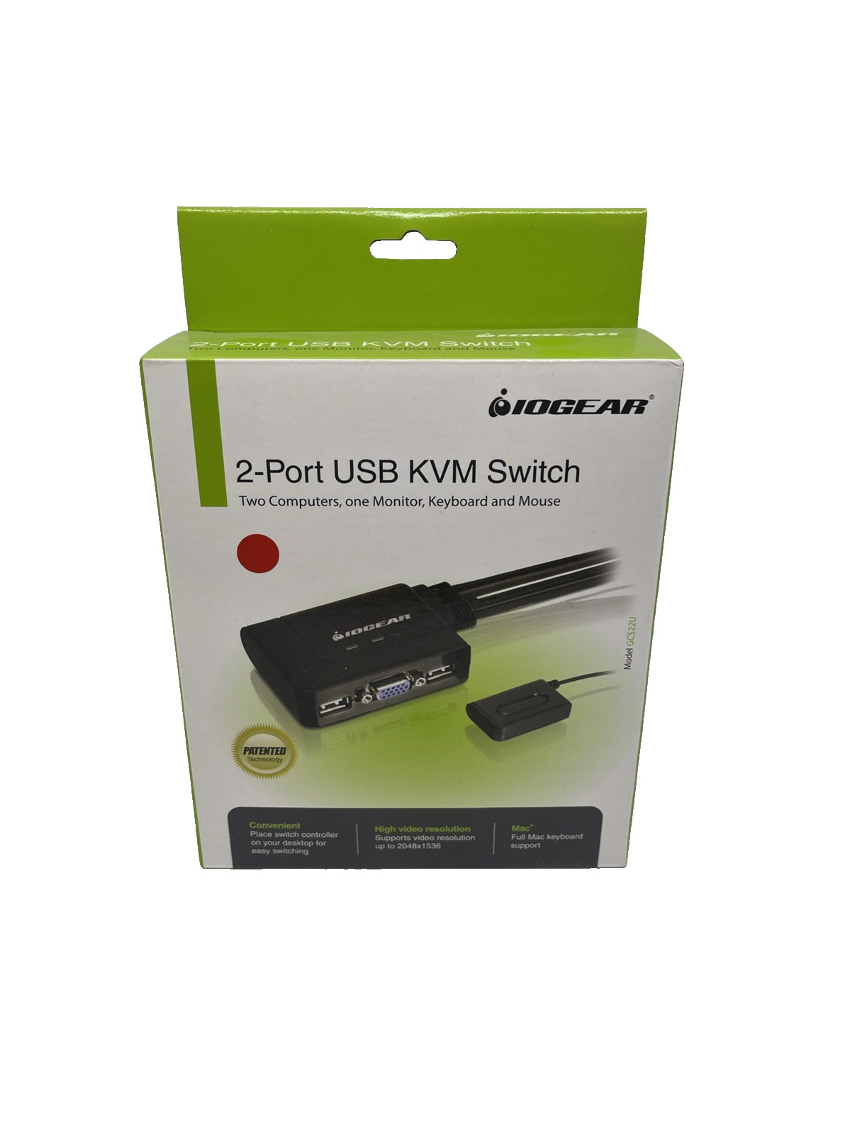 IOGEAR GCS22U 2 Port USB KVM Switch-Black