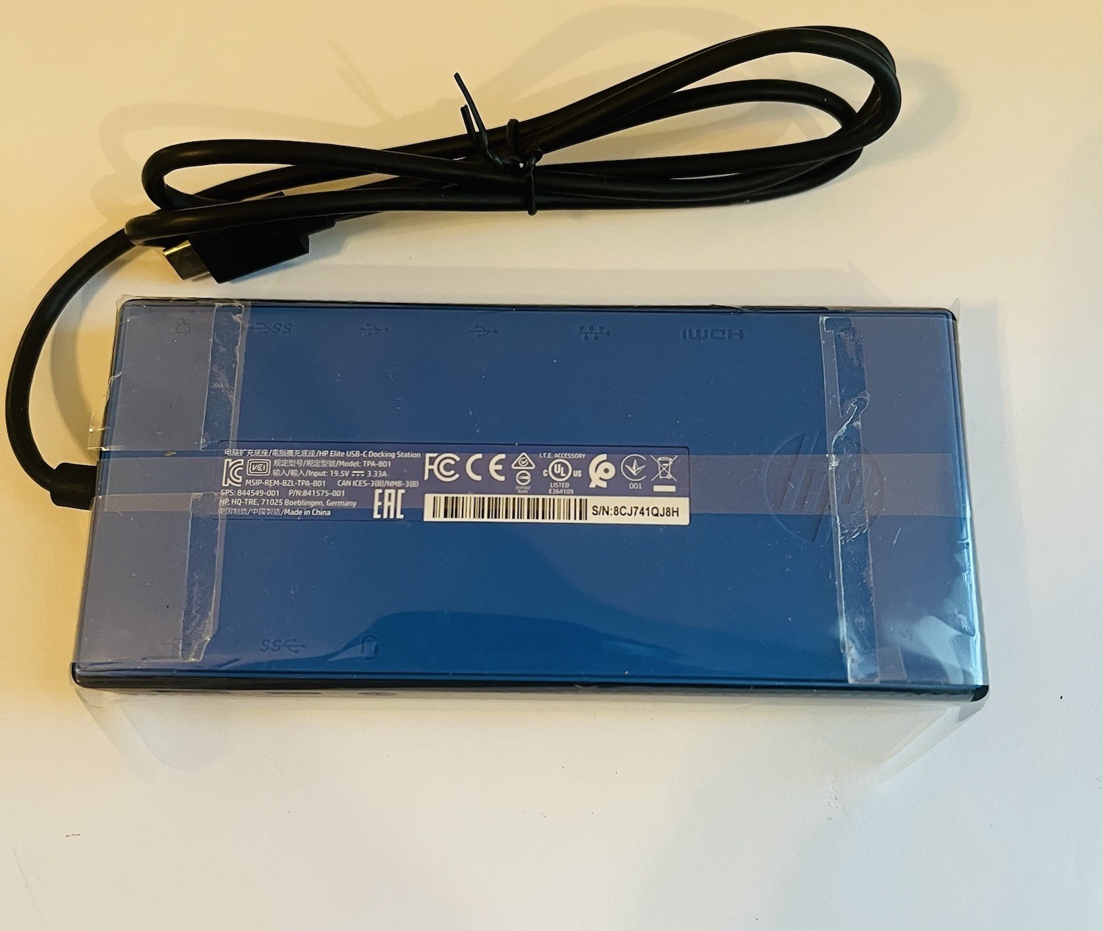 New Genuine HP ELITE USB-C DOCKING STATION NO/AC TPA-B01 841575-001 844549-001