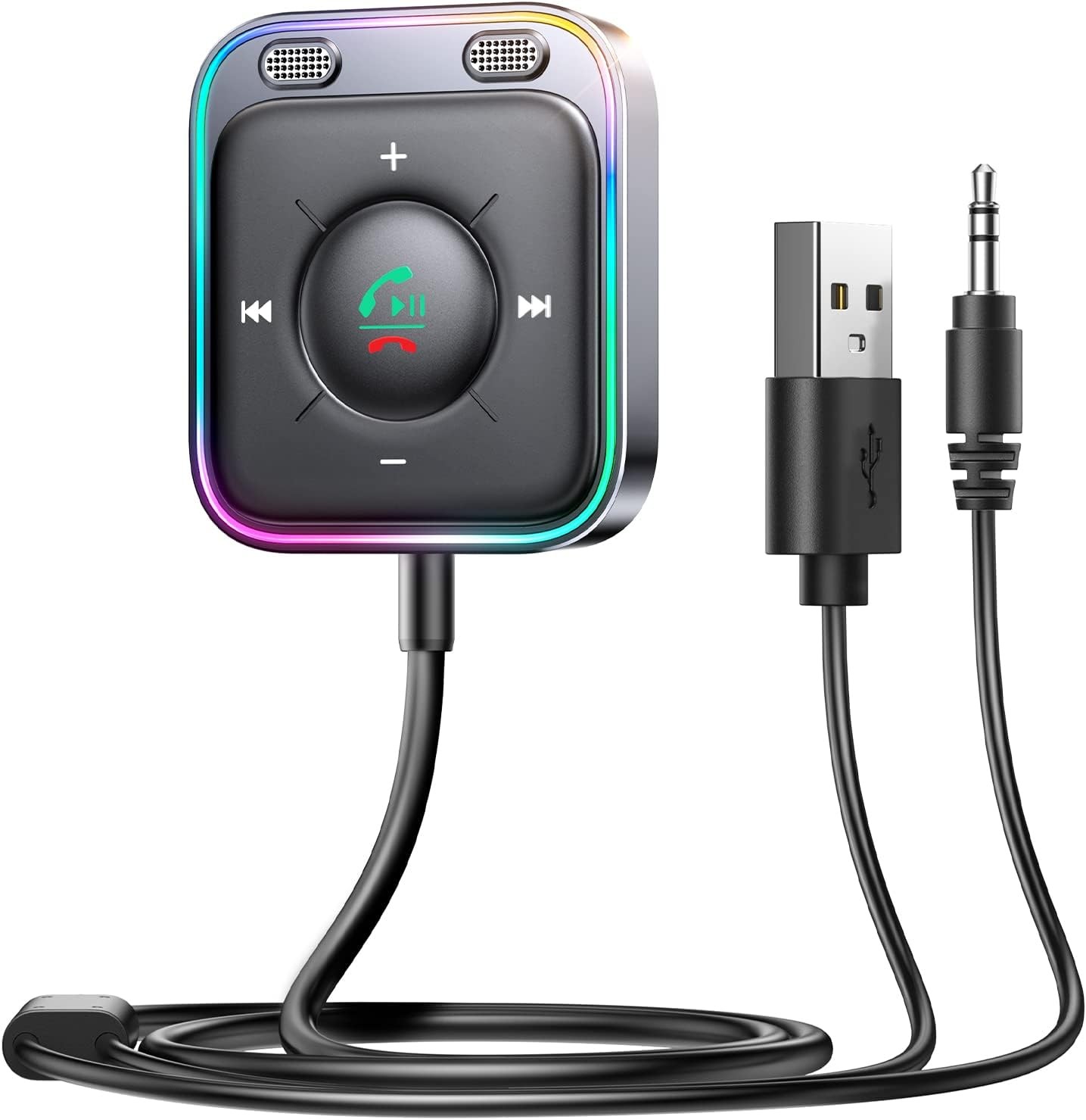 Bluetooth 6.0 AUX Car Adapter, Dual Mics Noise Cancellation, Plug-and-Play, M...