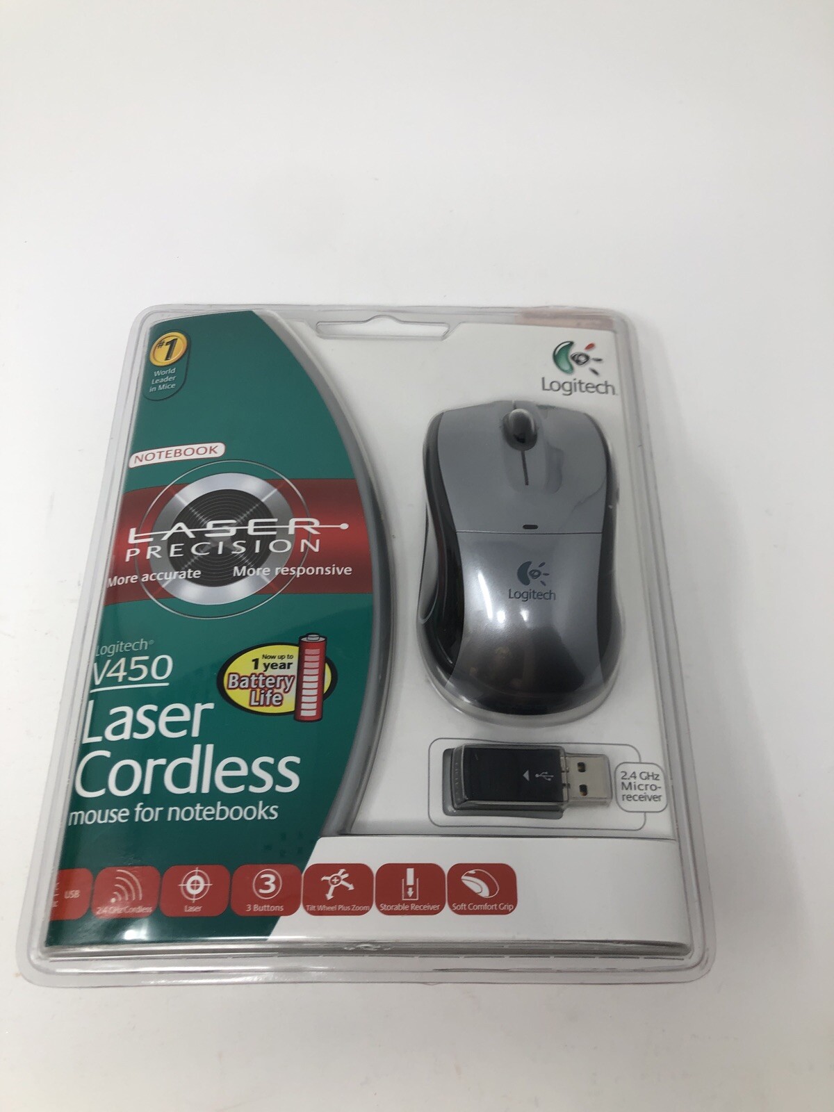 Logitech V450 Cordless Laser Precision Mouse for Notebooks Sealed  brand new