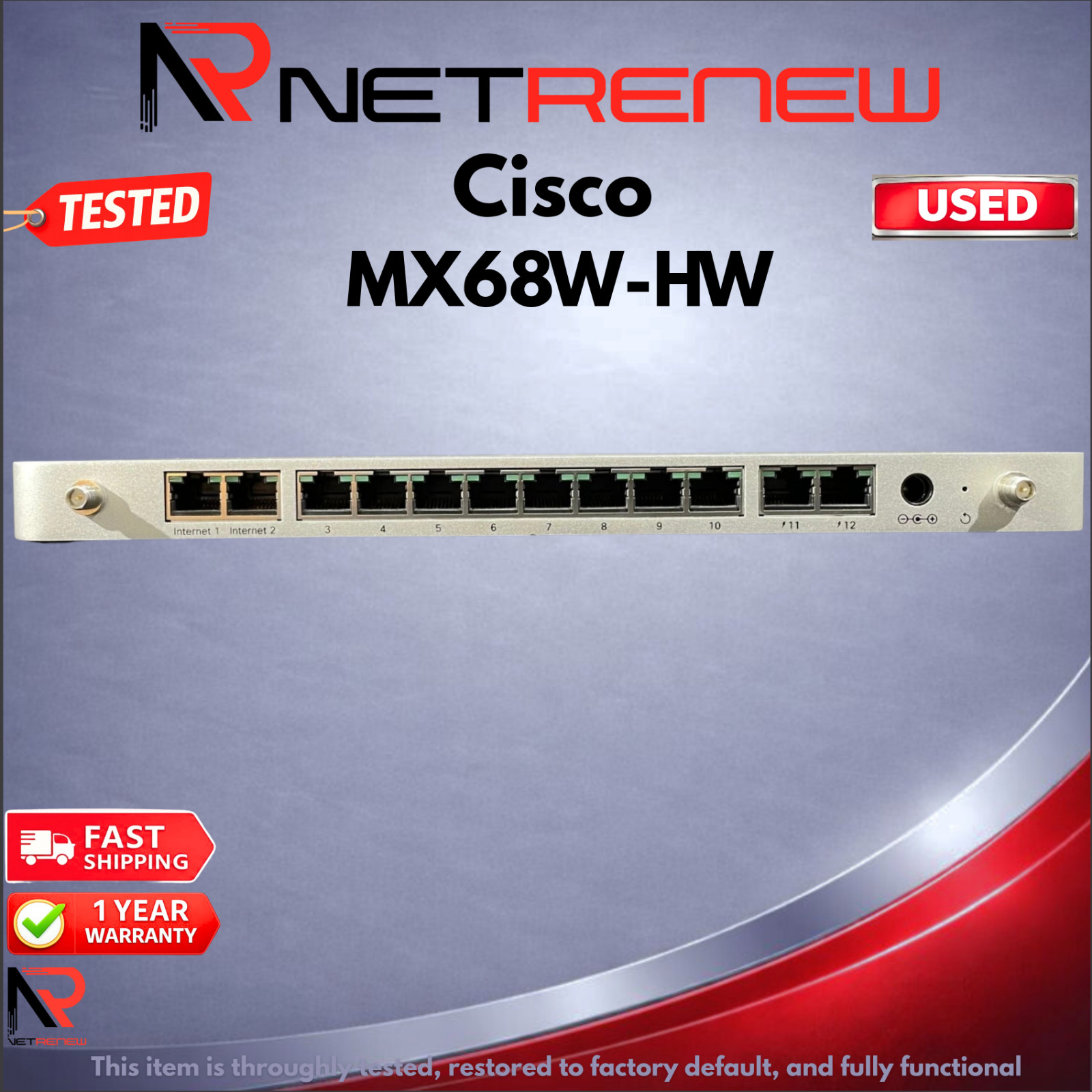 Cisco Meraki MX68W-HW Cloud Managed Security Appliance