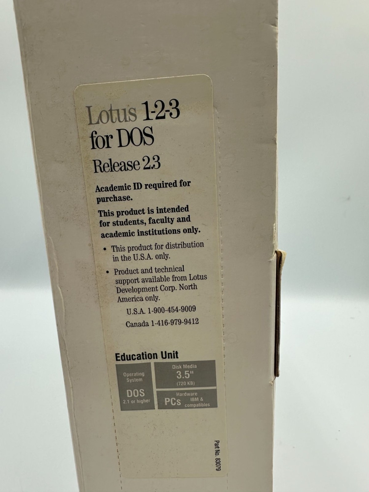 Lotus 1-2-3 For DOS Release 2.3 Education Unit 3.5" Disk Media Pre-Owned