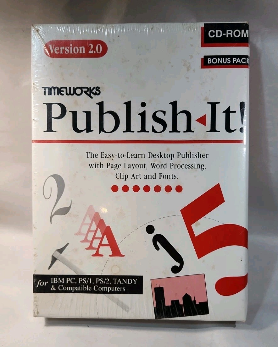 Timeworks Publish-It Version 2.0 CD-ROM Desktop Publisher IBM PC Software 1992