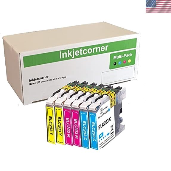 Cyan, Magenta, Yellow Ink Cartridges for Brother Printers - 6-Pack Replacement