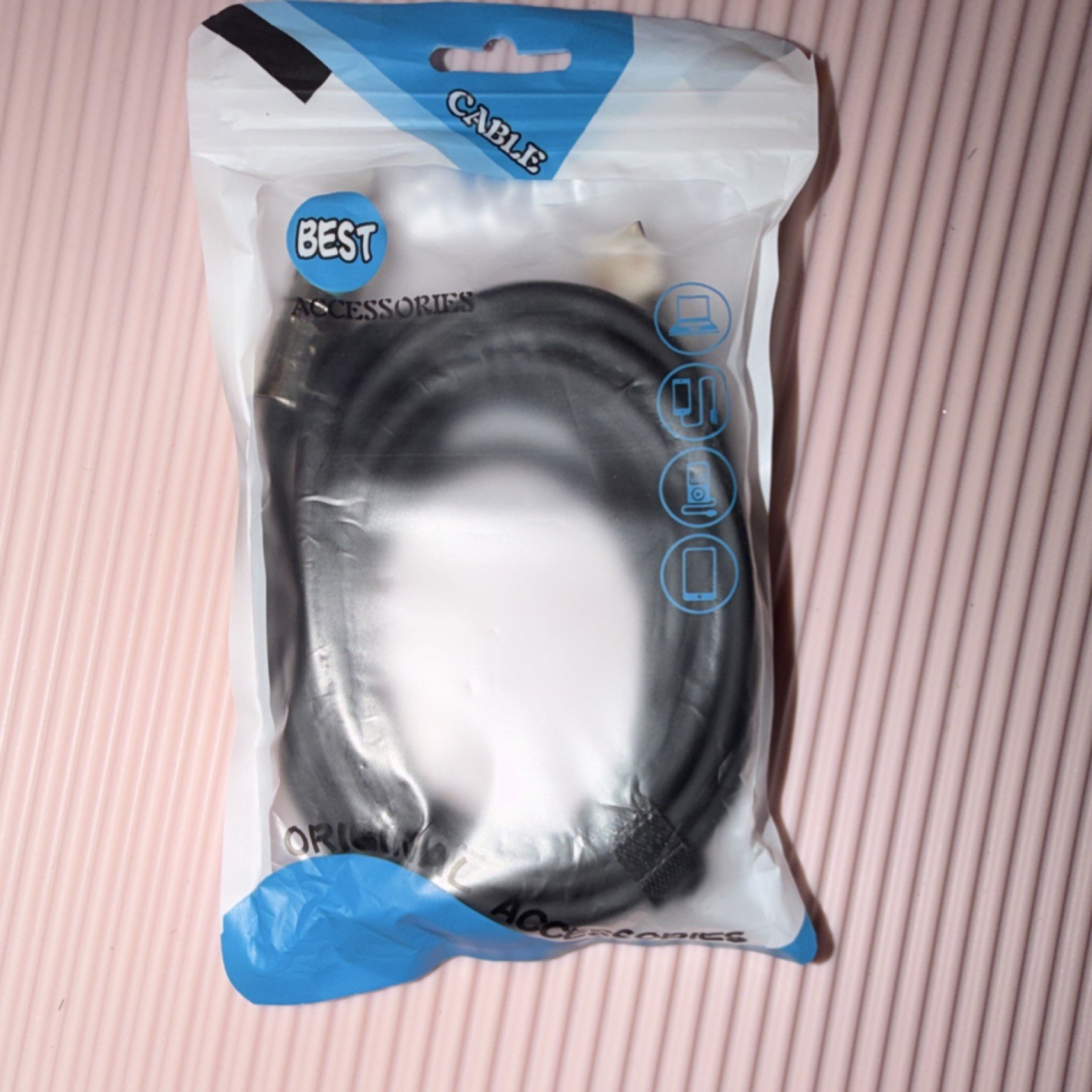 Black USB Cable Round 1:1 USB to USB Connector I phone charger 