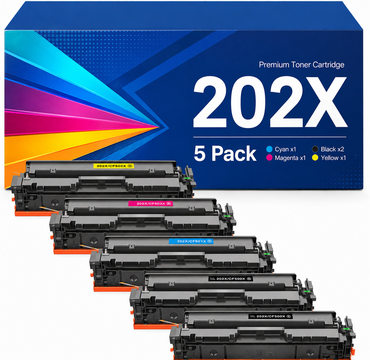 202X Toner Cartridge with Chip 5 Pack Compatible For LaserJet ProMFP M280nw M281