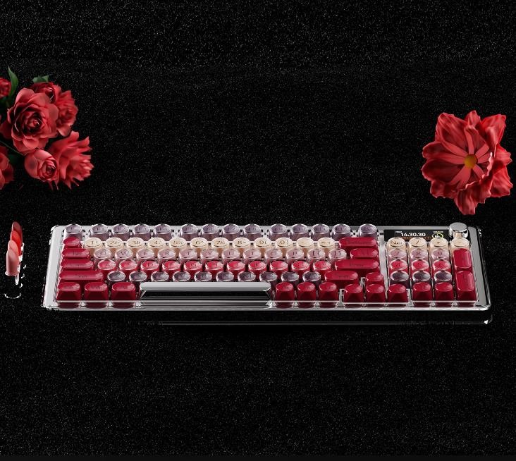 EWEADN M98 Lipstick Foundation Tri-Mode Mechanical Keyboard 1.65'' TFT For PC