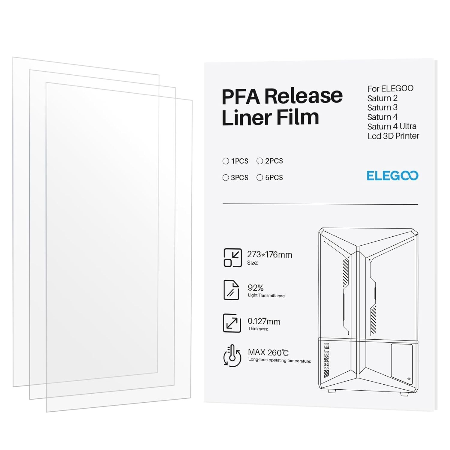 3 PCS PFA Release Liner Film 2.0 For ELEGOO Saturn 4 Ultra 16K, Saturn 4, Saturn