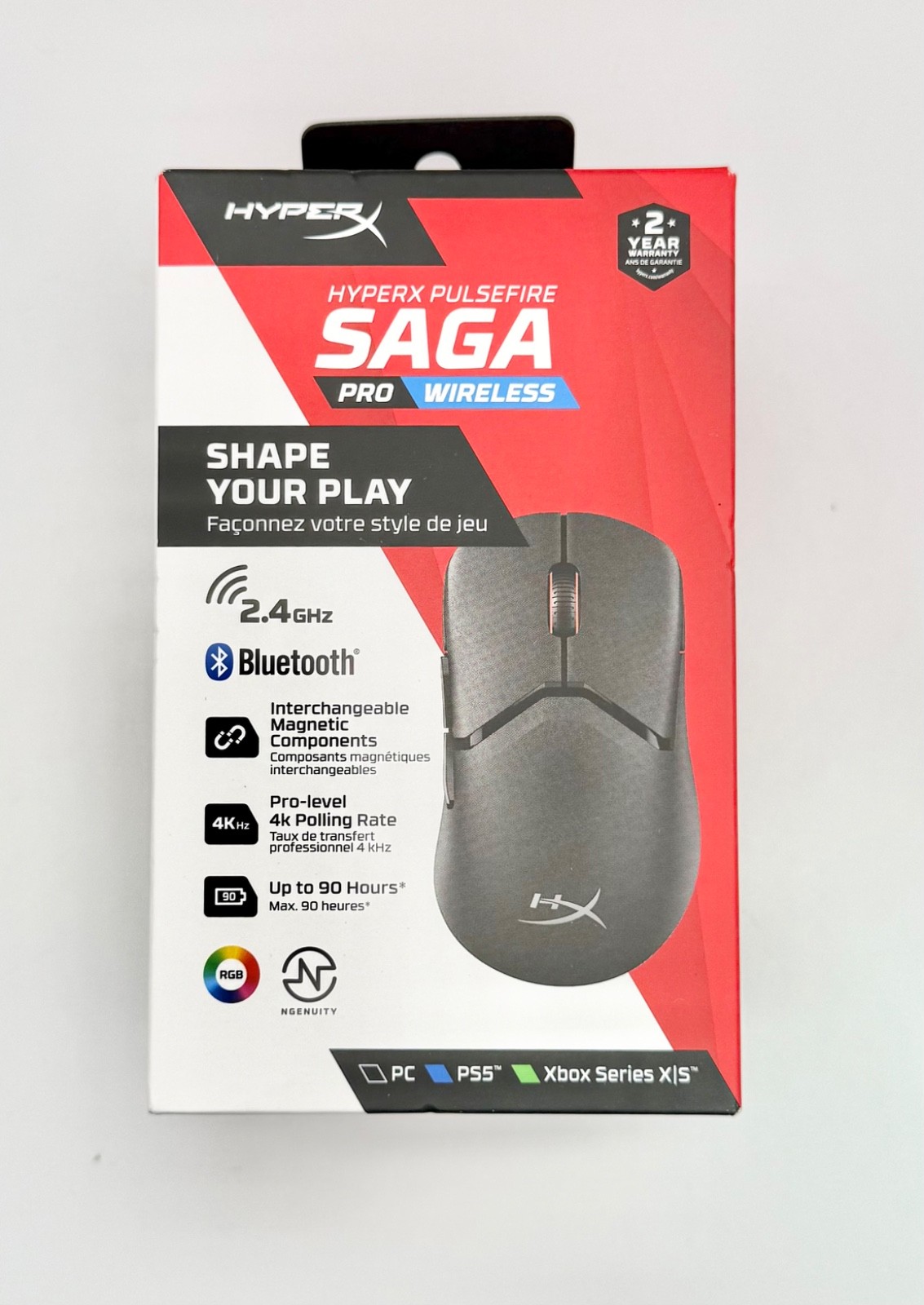 New - HyperX Pulsefire Saga Pro Wireless Gaming Mouse: Black Licorice