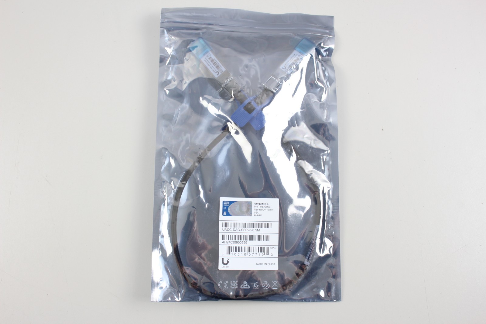 Ubiquiti UniFi 25G Direct Attach Cable 0.5m SFP28 DAC UACC-DAC-SFP28-0.5M NEW