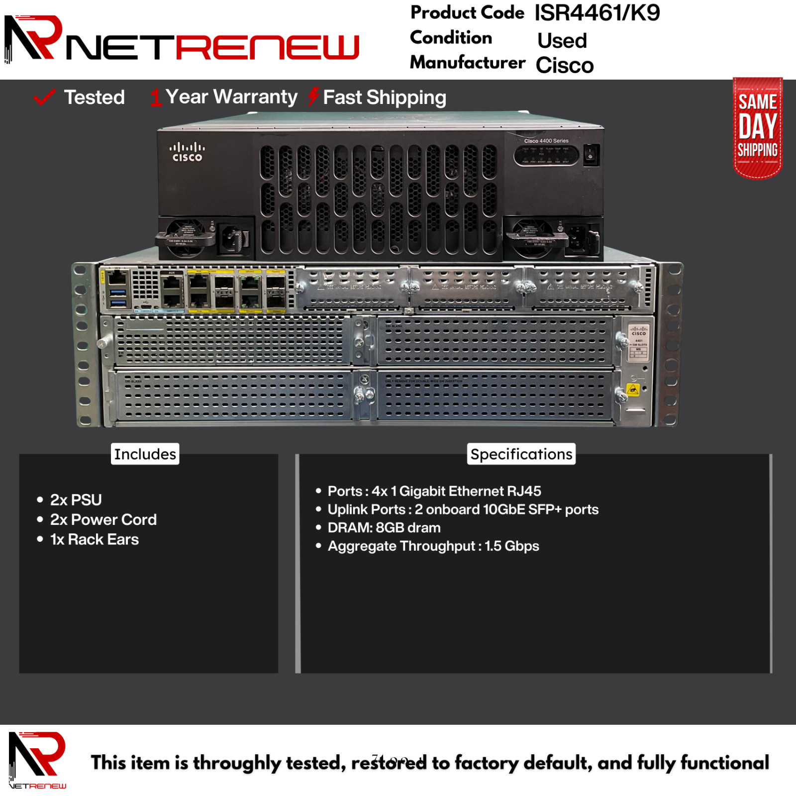 ISR4461/K9 Cisco Integrated Services Router