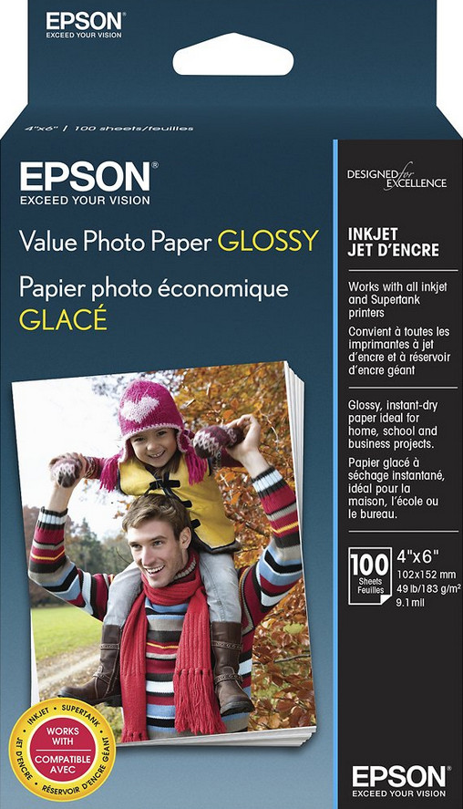 Epson Value Photo Paper Glossy 100 Sheets 4x6" S400034
