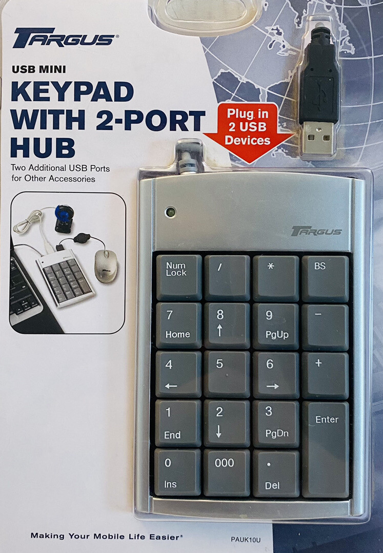 Targus Mini 19-Key Numeric Keypad with USB Hub Silver PAUK10U