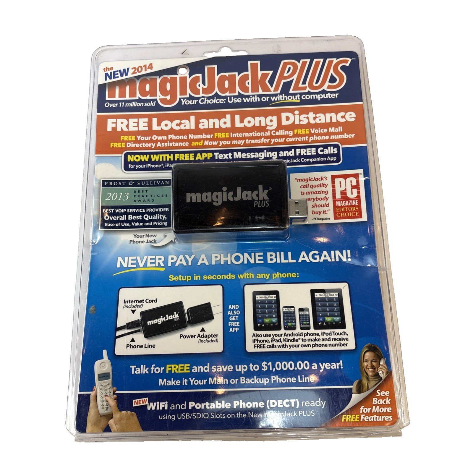 Magic Jack PLUS Free Local Long Distance Calling Telephone Unit 430-0562 New