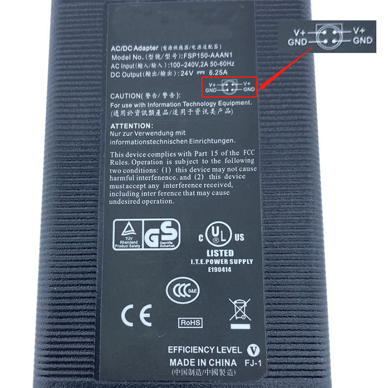 24V 6.25A 150W Switching FSP150-AAAN1 Power Adapter Charger Round Hole 4Pin
