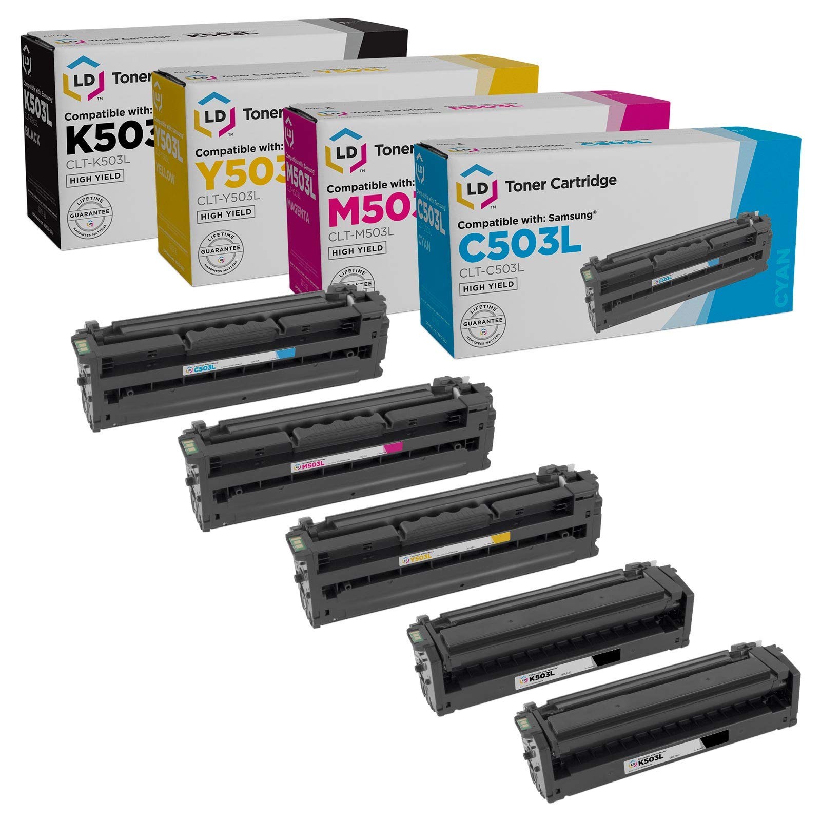 LD Compatible Samsung CLT-503L Set of 5 Cartridges for C3010DW and C3060FW MFP