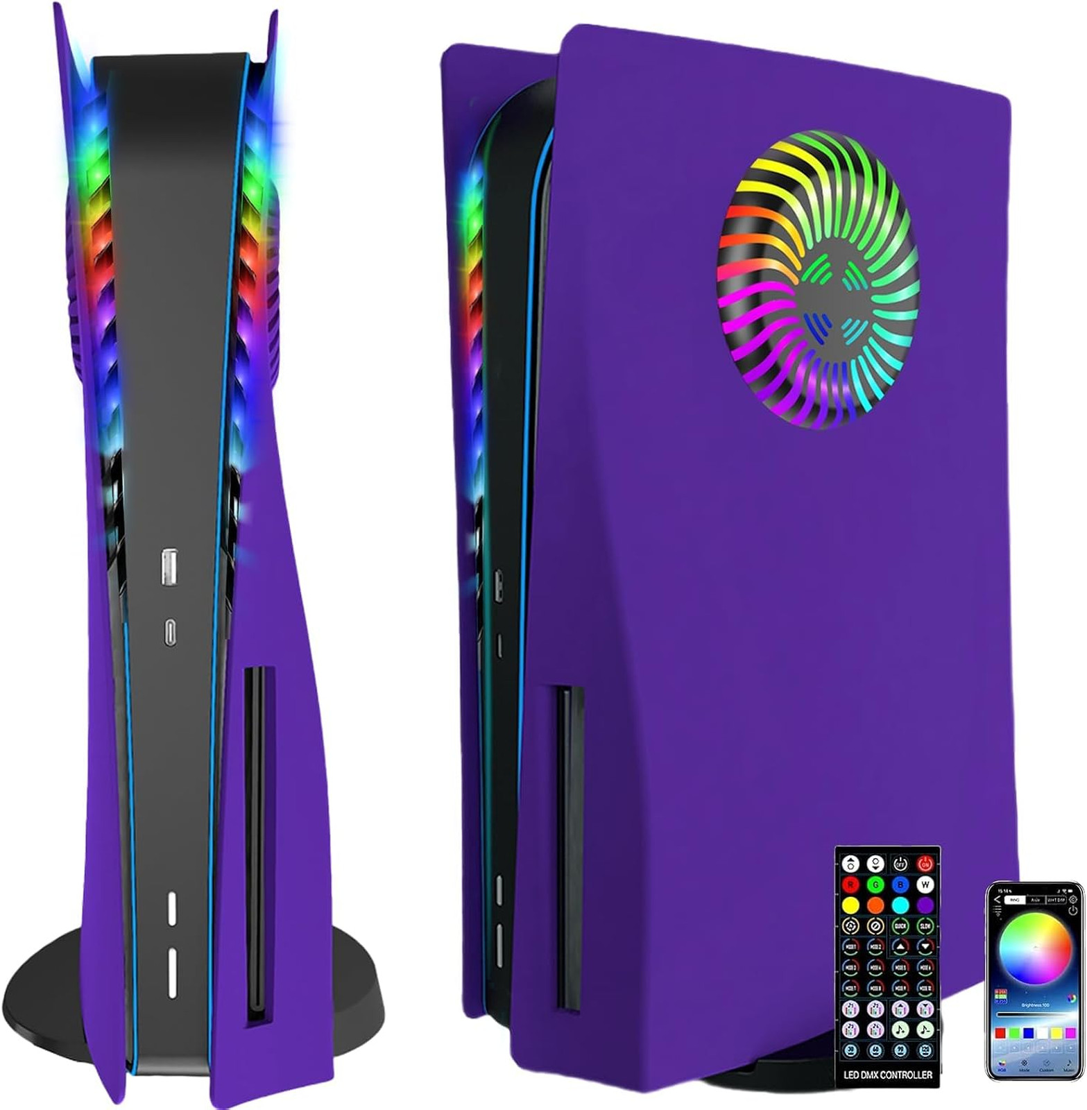 for PS5 Faceplates with Cooling Vents LED Lights, Cooling Cover Replacement