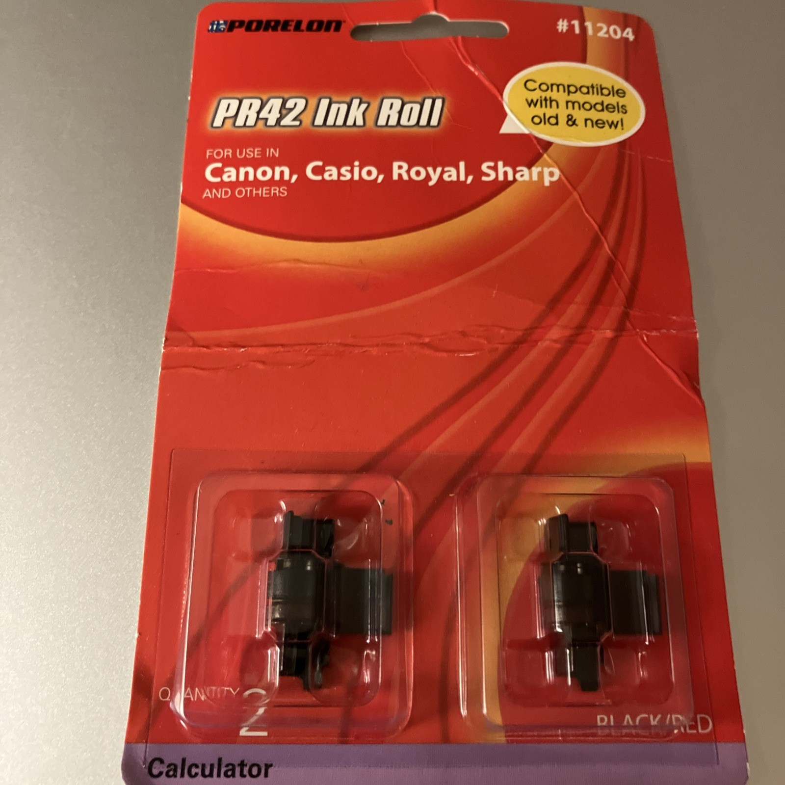 Porelon PR42 Ink Roll 11204 Black Red Calculator Ribbon 2 Pack Sealed