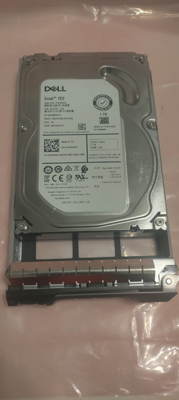 Dell Exos 7E2 1TB 7.2K 3.5 SATA Hard Drive ST1000NM0008 in 58CWC 1 Power on Hour