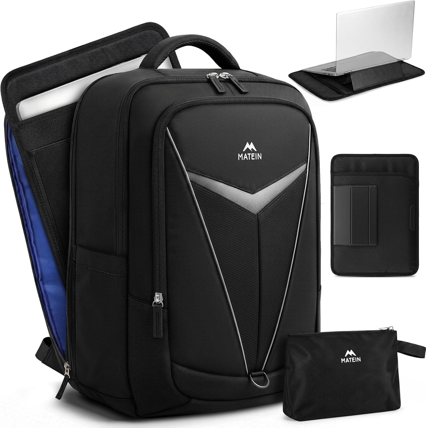 MATEIN 3 in 1 Mens Laptop Backpack Set with Detachable 15 Inch, Black